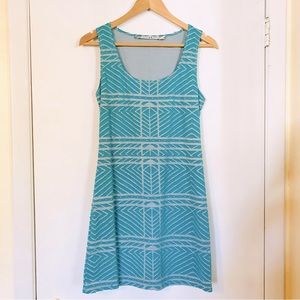Chelsea & Violet Laser Cut Tank Dress Teal & Gray S